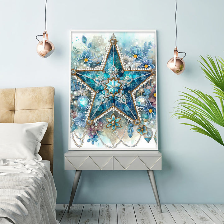 Ijs Blauwe Bloem Ster Speciaal Gevormde Boren Diamond Painting