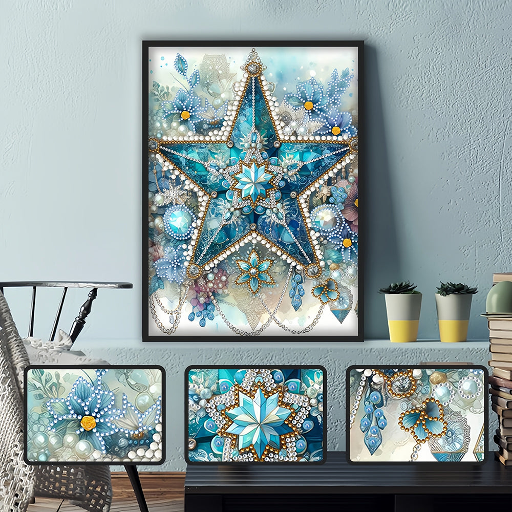 Ijs Blauwe Bloem Ster Speciaal Gevormde Boren Diamond Painting