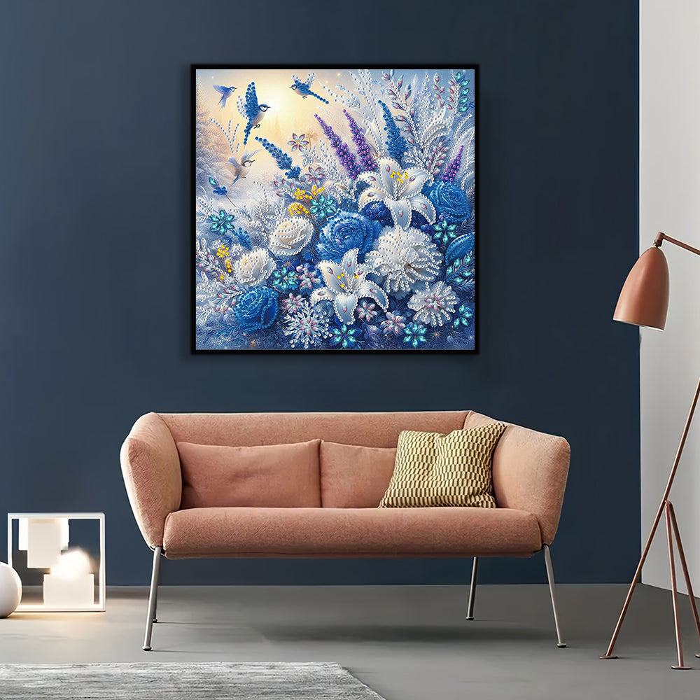 Ijs Bloemen en Vogels Speciaal Gevormde Boren Diamond Painting