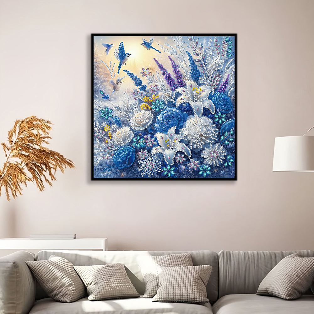 Ijs Bloemen en Vogels Speciaal Gevormde Boren Diamond Painting