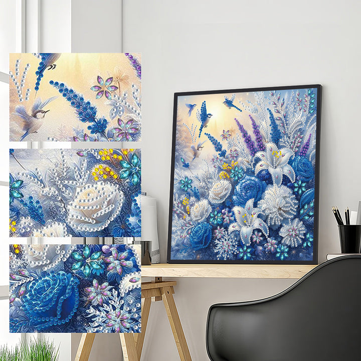 Ijs Bloemen en Vogels Speciaal Gevormde Boren Diamond Painting