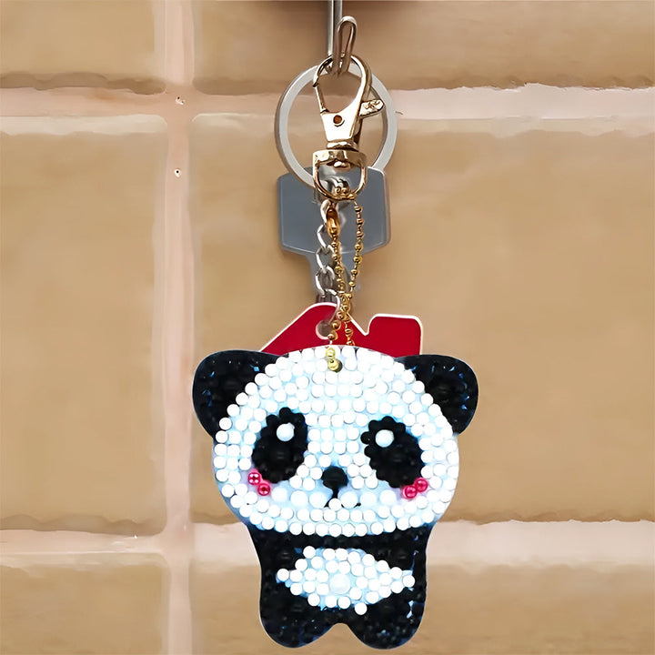 5 Stuks Schattige Panda's Acryl Sleutelhanger Aan Beide Kanten Diamond Painting