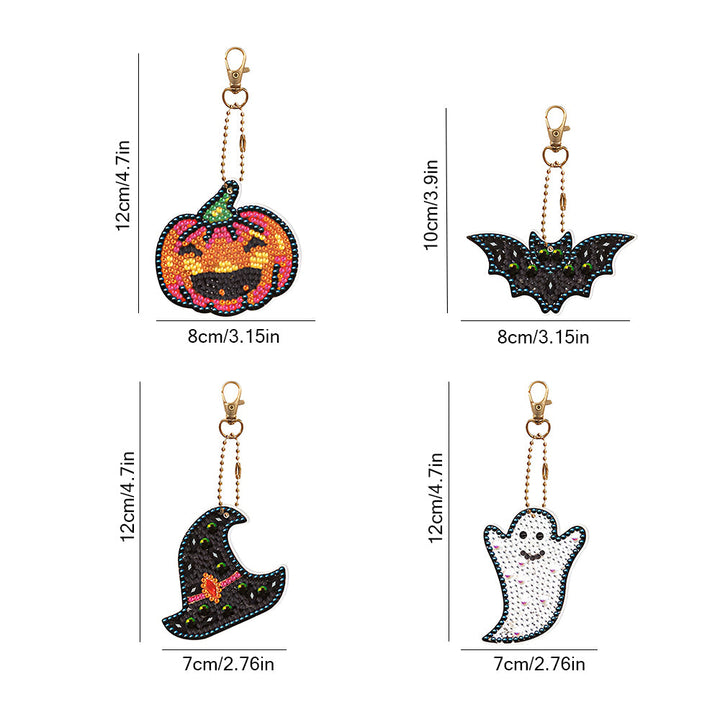 5 Stuks Halloween-Versieringen Acryl Sleutelhanger Aan Beide Kanten Diamond Painting