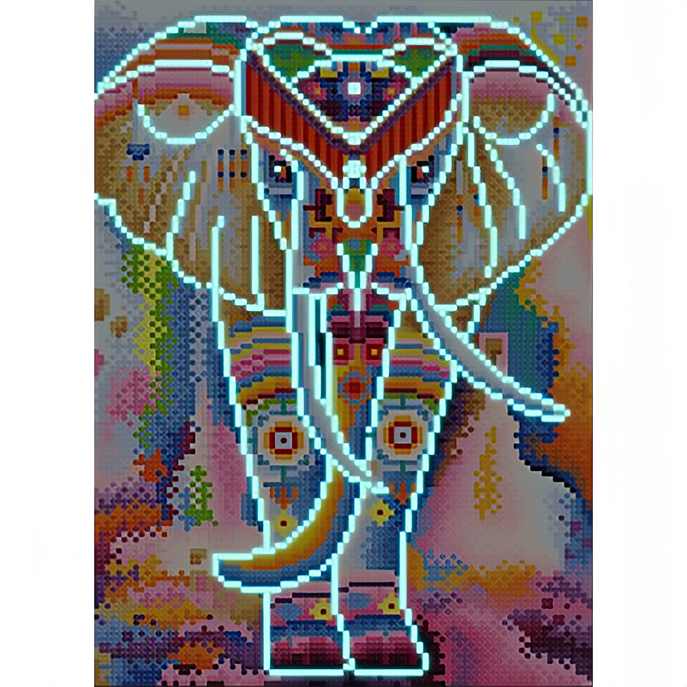 Kleurrijke Olifant Lichtgevende Kristal Neushoorn Diamond Painting