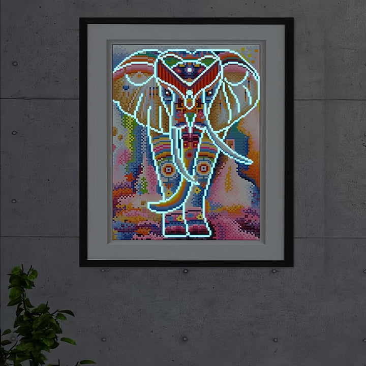 Kleurrijke Olifant Lichtgevende Kristal Neushoorn Diamond Painting