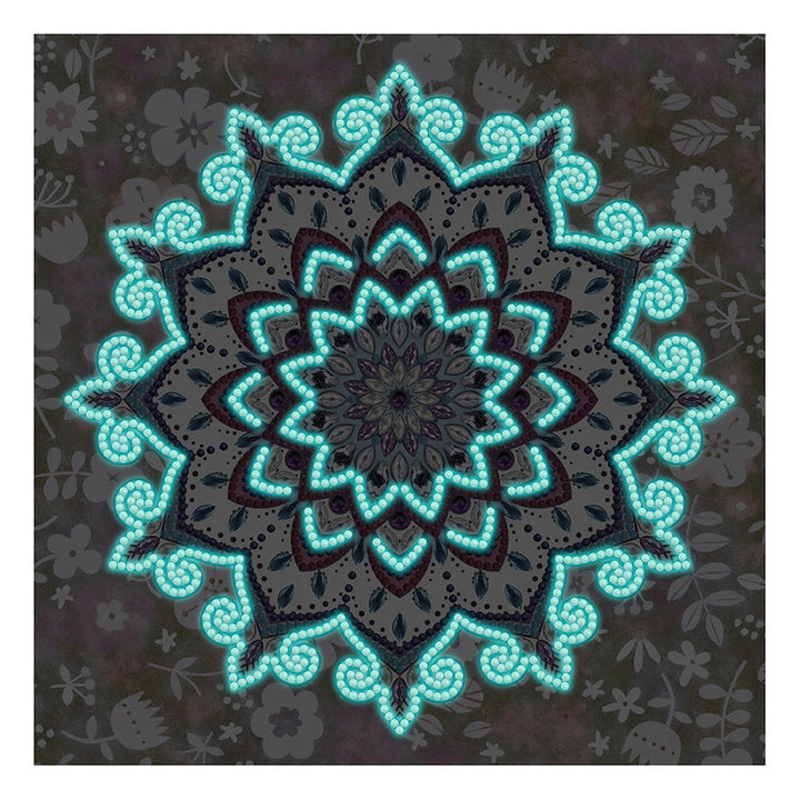 Rode en Blauwe Lotus Mandala Lichtgevend Speciaal Gevormd Diamond Painting