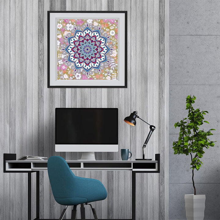 Rode en Blauwe Lotus Mandala Lichtgevend Speciaal Gevormd Diamond Painting