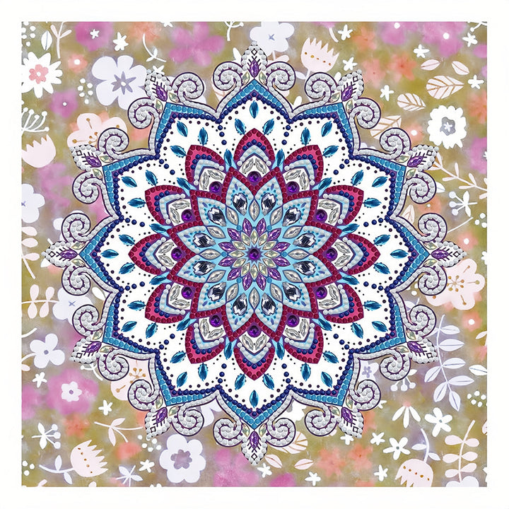 Rode en Blauwe Lotus Mandala Lichtgevend Speciaal Gevormd Diamond Painting