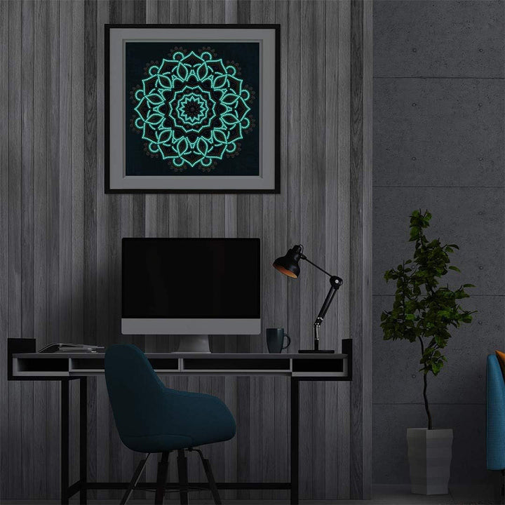 Geel en Oranje Mandala Lichtgevend Speciaal Gevormd Diamond Painting