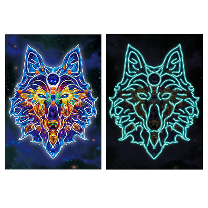 Wolfkop Lichtgevend Speciaal Gevormd Diamond Painting