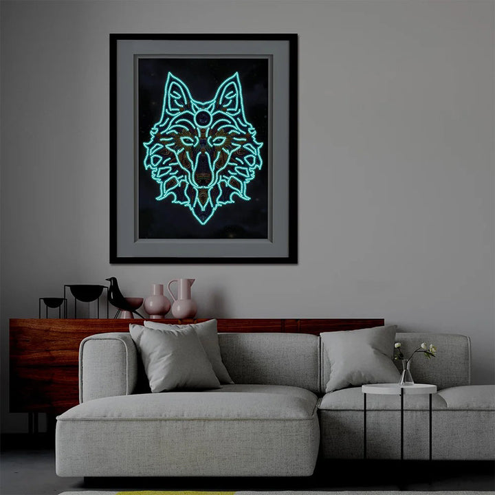 Wolfkop Lichtgevend Speciaal Gevormd Diamond Painting