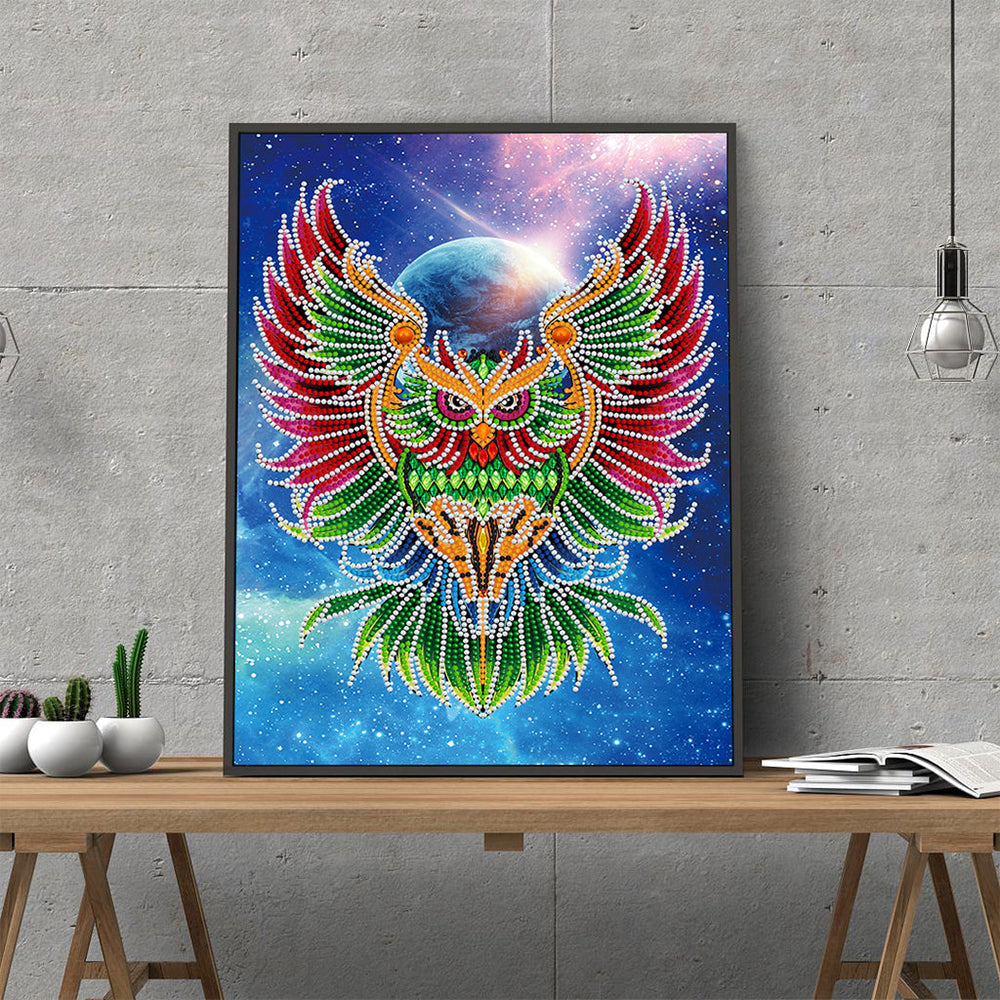 Woeste Uil Lichtgevend Speciaal Gevormd Diamond Painting