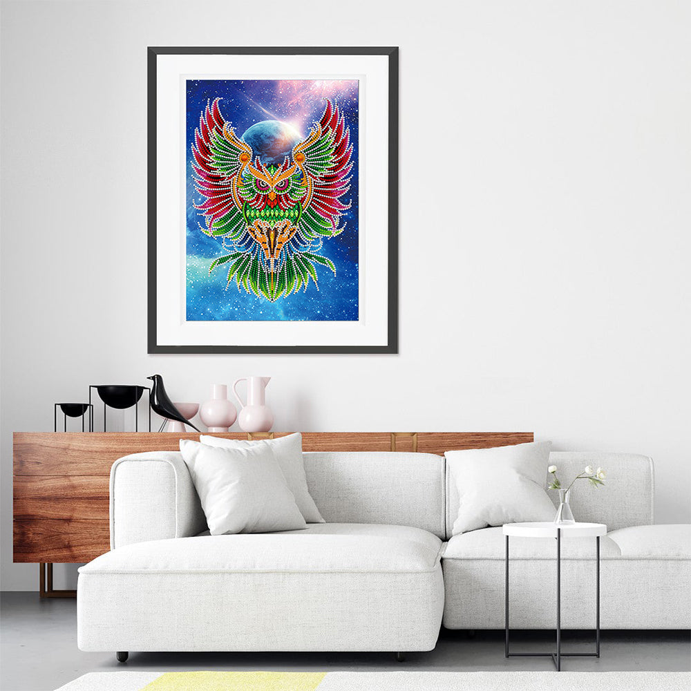 Woeste Uil Lichtgevend Speciaal Gevormd Diamond Painting