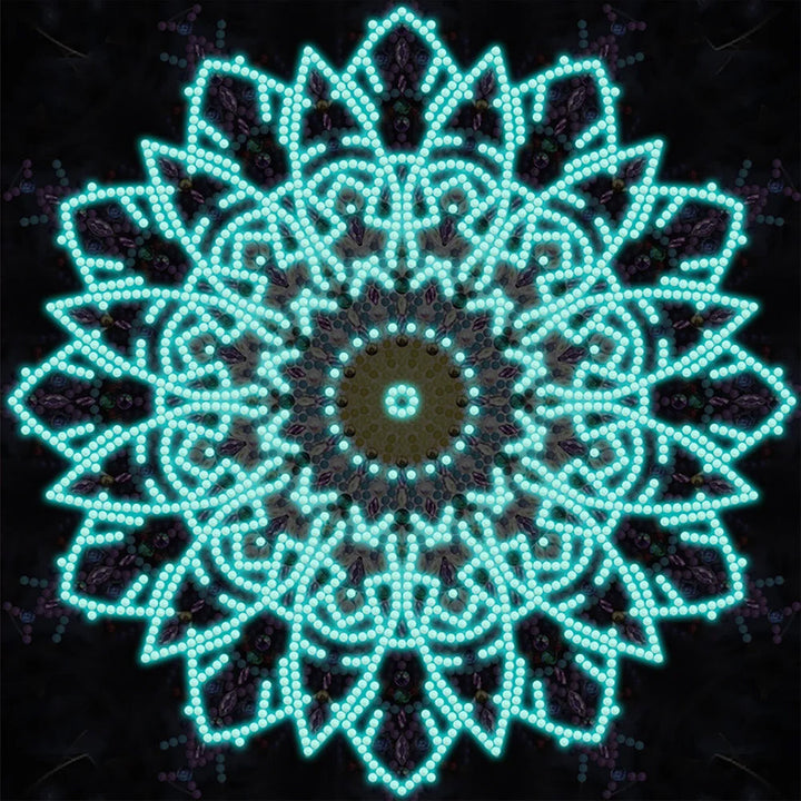 Paarse Mandala Lichtgevend Speciaal Gevormd Diamond Painting