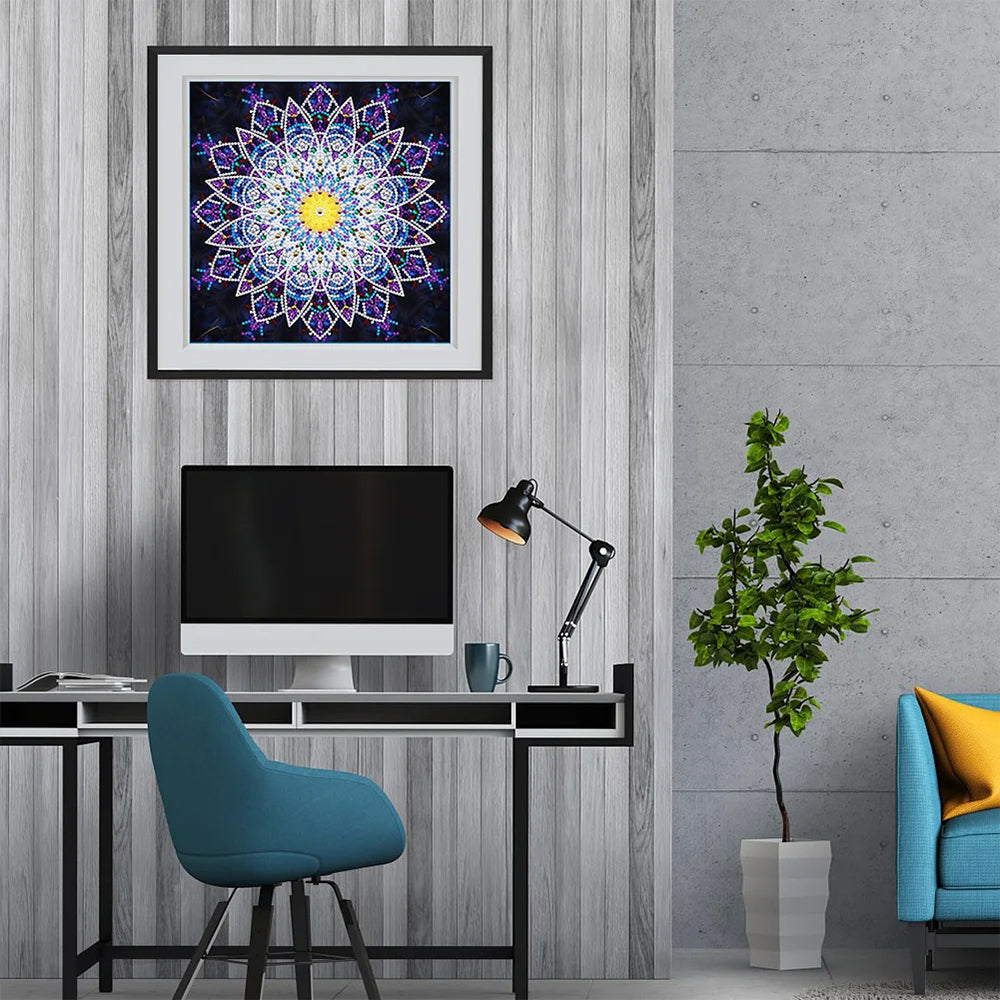 Paarse Mandala Lichtgevend Speciaal Gevormd Diamond Painting