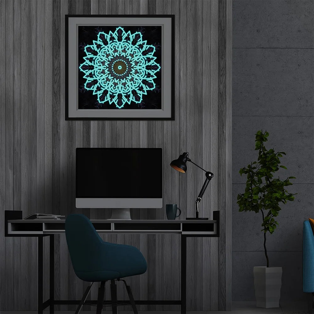 Paarse Mandala Lichtgevend Speciaal Gevormd Diamond Painting