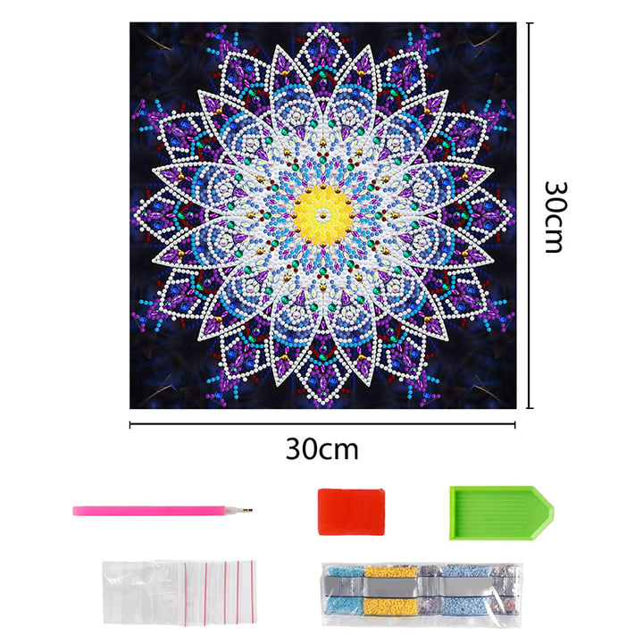 Paarse Mandala Lichtgevend Speciaal Gevormd Diamond Painting