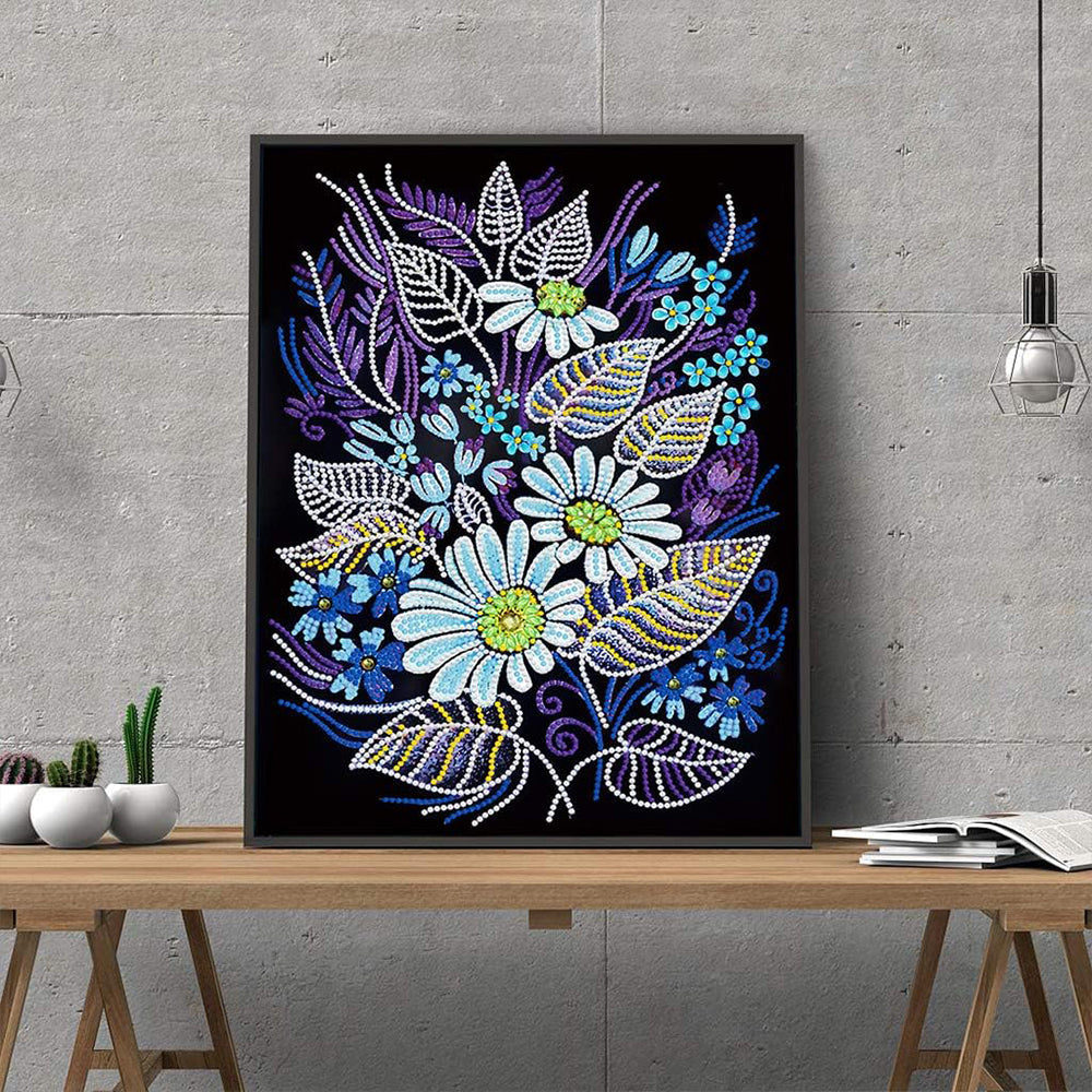 Bloemen en Bladeren Lichtgevend Speciaal Gevormd Diamond Painting