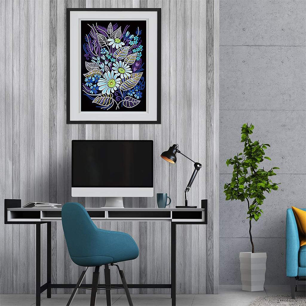 Bloemen en Bladeren Lichtgevend Speciaal Gevormd Diamond Painting