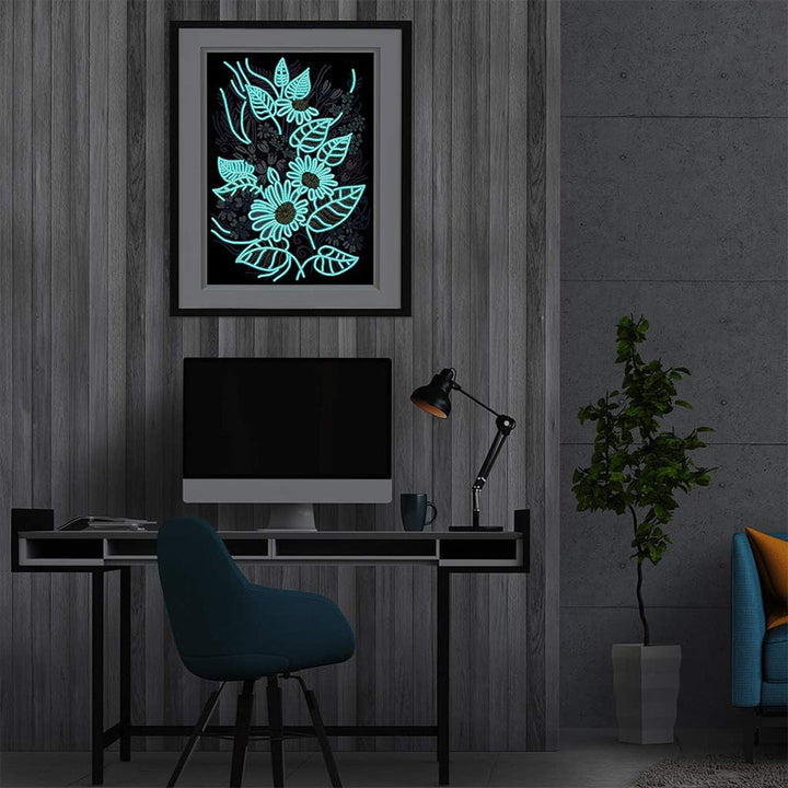 Bloemen en Bladeren Lichtgevend Speciaal Gevormd Diamond Painting