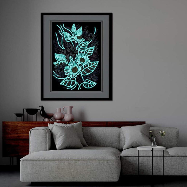 Bloemen en Bladeren Lichtgevend Speciaal Gevormd Diamond Painting