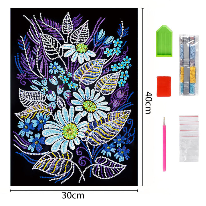 Bloemen en Bladeren Lichtgevend Speciaal Gevormd Diamond Painting