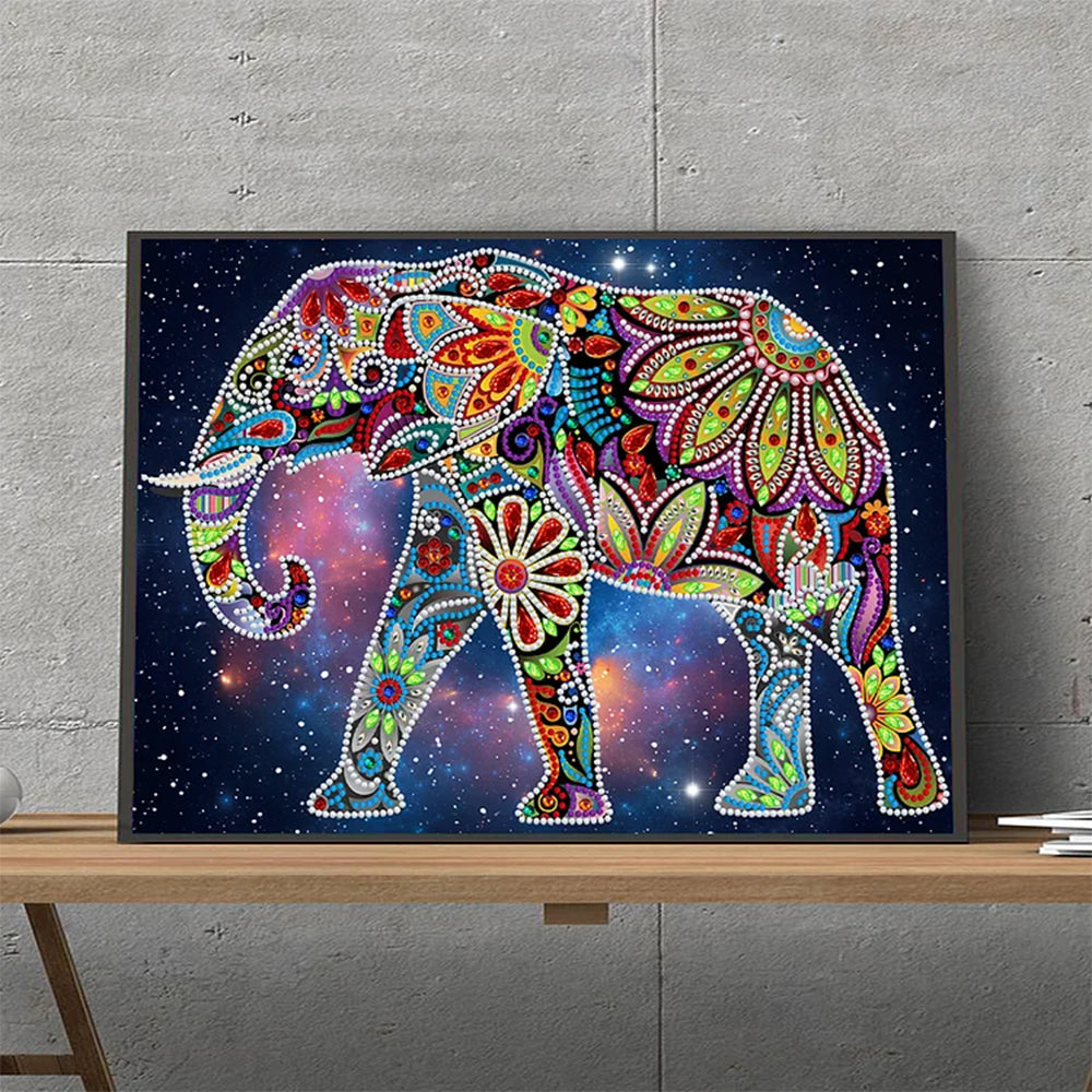 Bloem Olifant Lichtgevend Speciaal Gevormd Diamond Painting