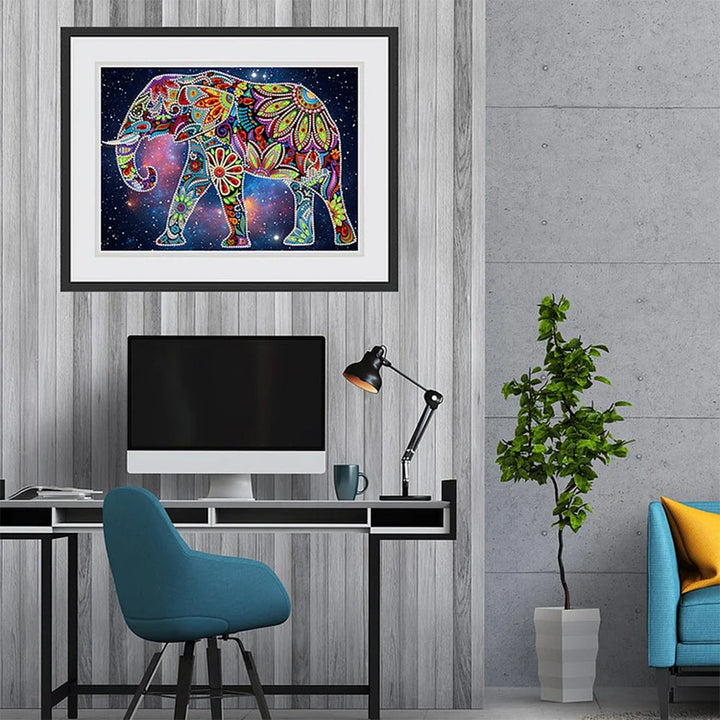 Bloem Olifant Lichtgevend Speciaal Gevormd Diamond Painting