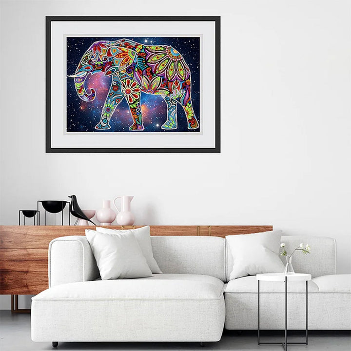 Bloem Olifant Lichtgevend Speciaal Gevormd Diamond Painting