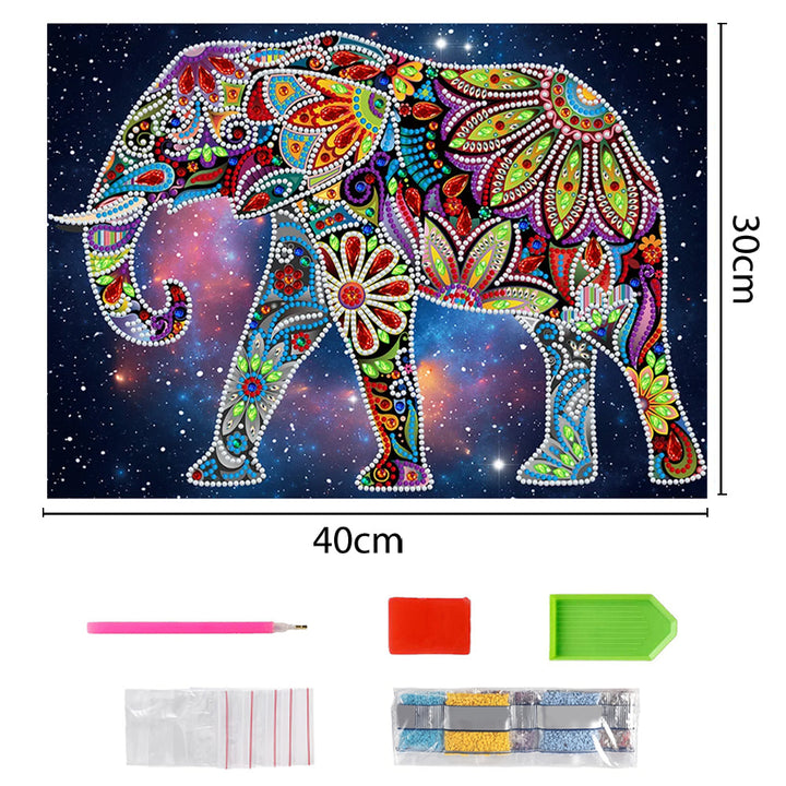 Bloem Olifant Lichtgevend Speciaal Gevormd Diamond Painting