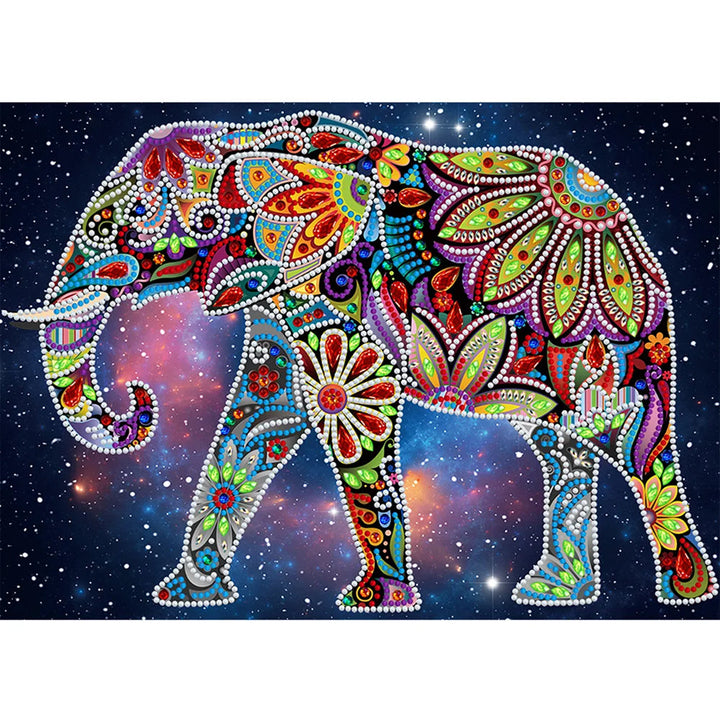 Bloem Olifant Lichtgevend Speciaal Gevormd Diamond Painting