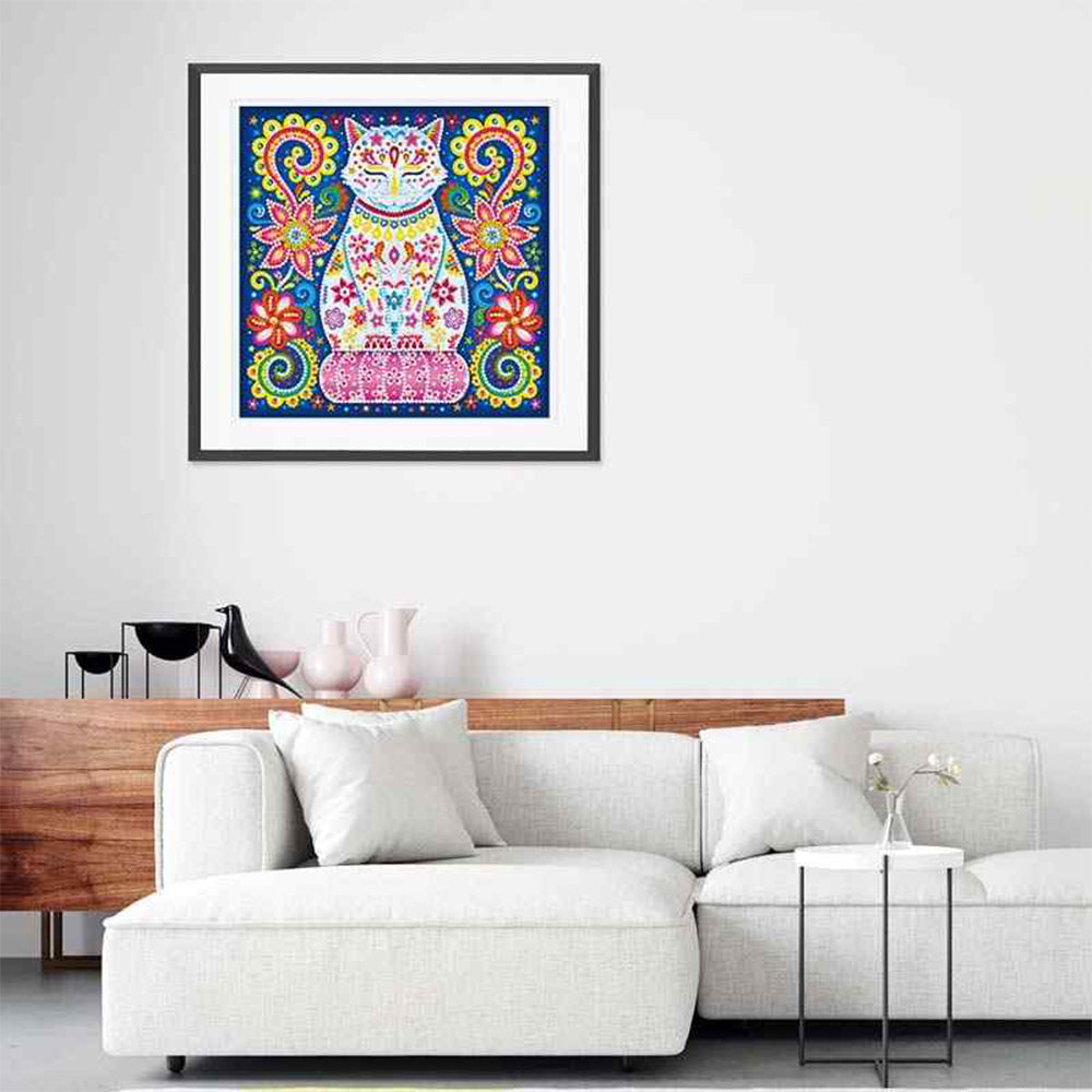 Bloem Kat Lichtgevend Speciaal Gevormd Diamond Painting