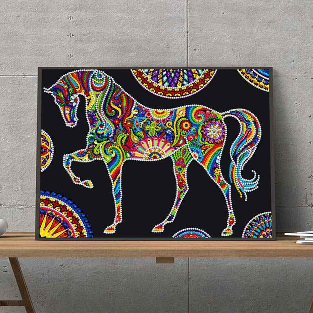 Bloem Paard Lichtgevend Speciaal Gevormd Diamond Painting