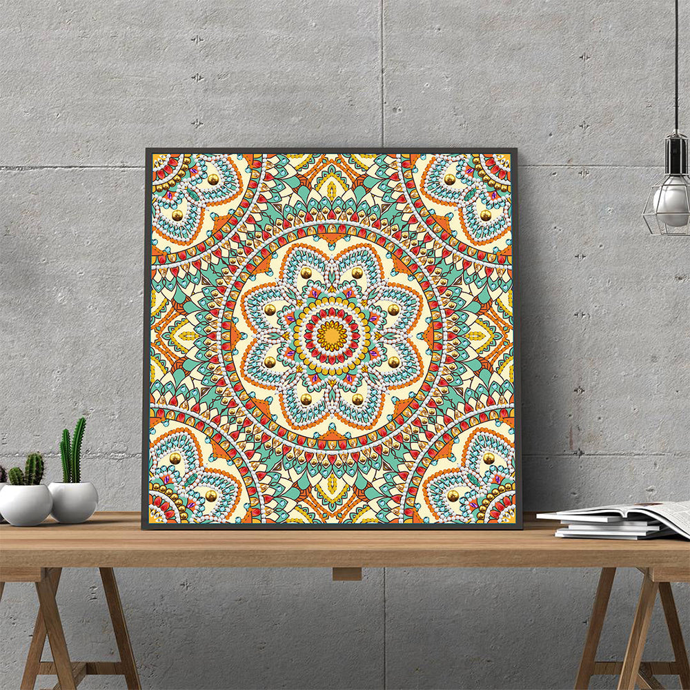 Bruine Mandala Lichtgevend Speciaal Gevormd Diamond Painting