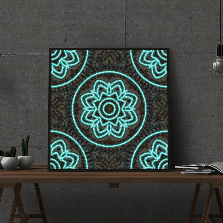 Bruine Mandala Lichtgevend Speciaal Gevormd Diamond Painting