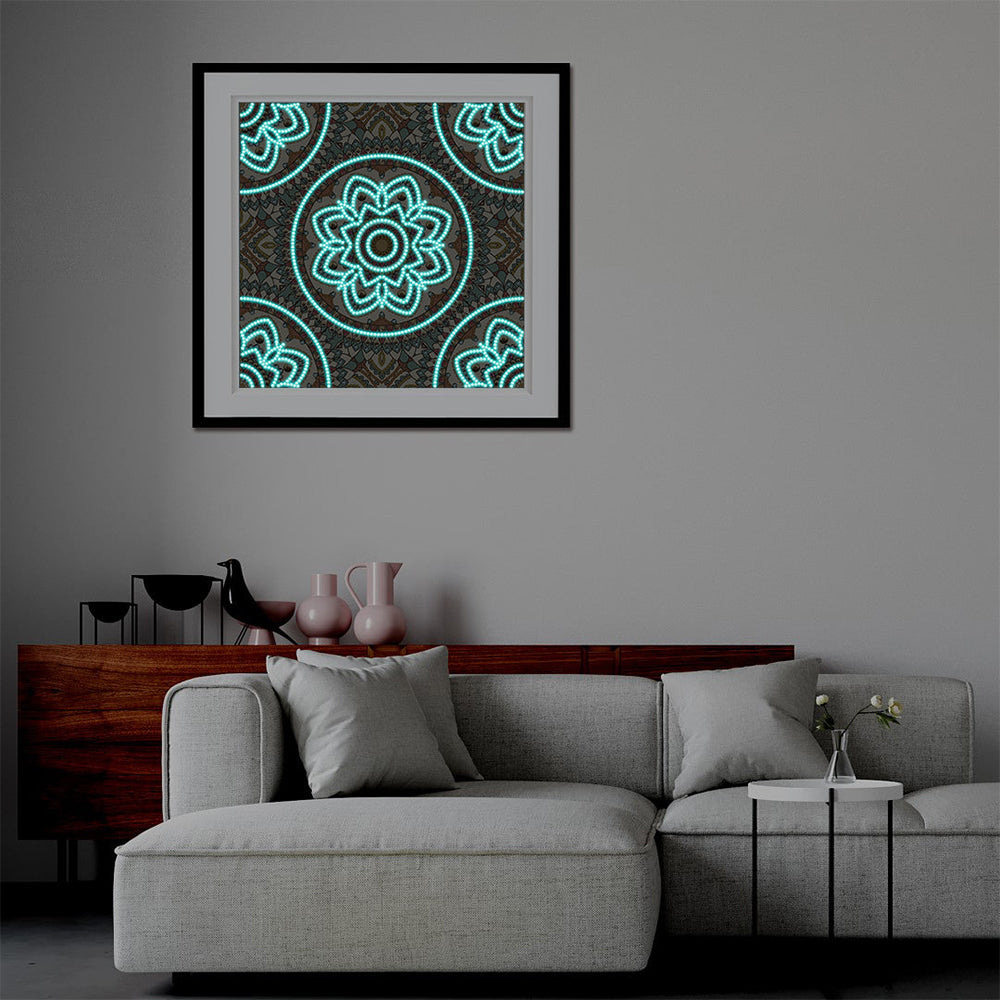 Bruine Mandala Lichtgevend Speciaal Gevormd Diamond Painting