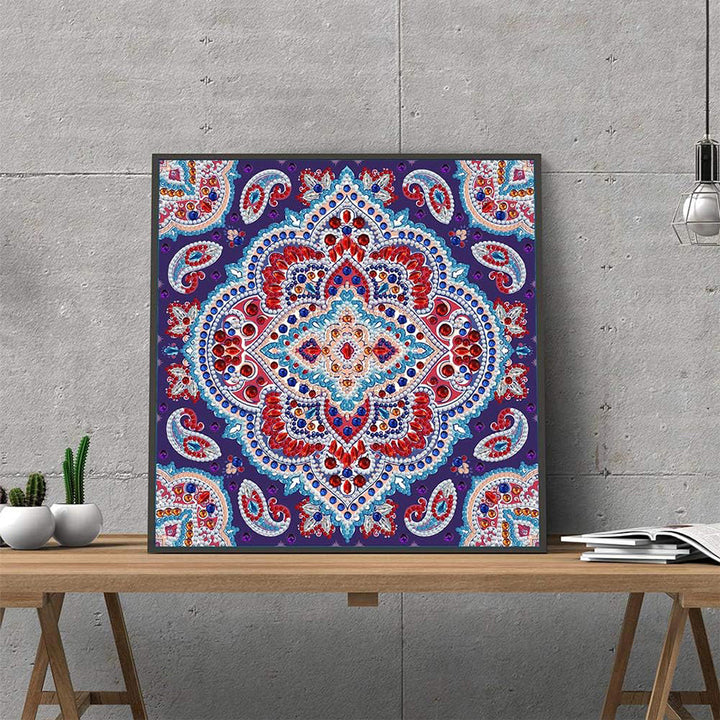 Rode Mandala Lichtgevend Speciaal Gevormd Diamond Painting