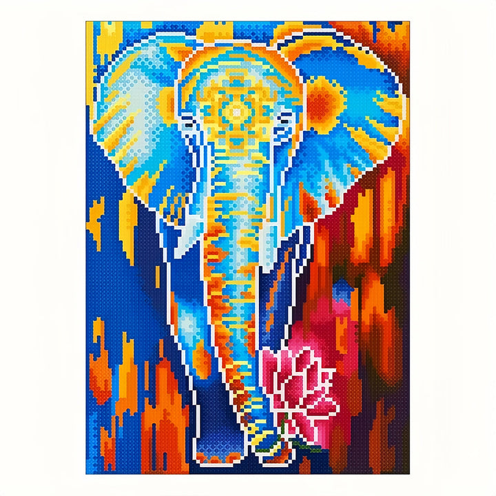 Olifant met Lotus Lichtgevende Kristal Neushoorn Diamond Painting