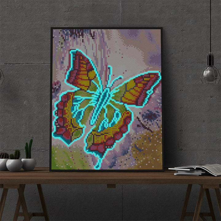 Mooie Vlinder Lichtgevende Kristal Neushoorn Diamond Painting