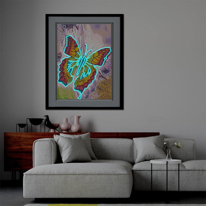 Mooie Vlinder Lichtgevende Kristal Neushoorn Diamond Painting