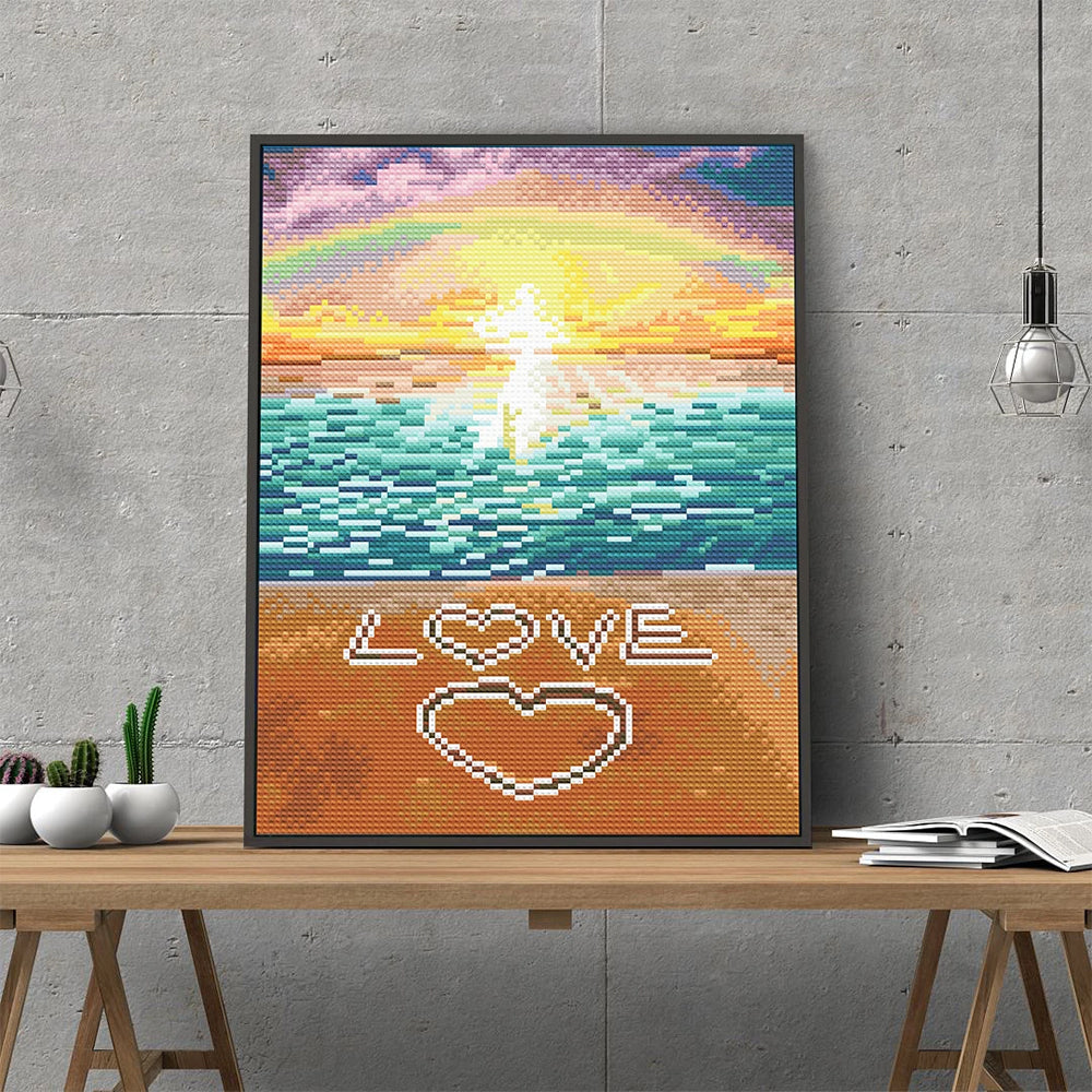 Liefde aan Zee Lichtgevende Kristal Neushoorn Diamond Painting