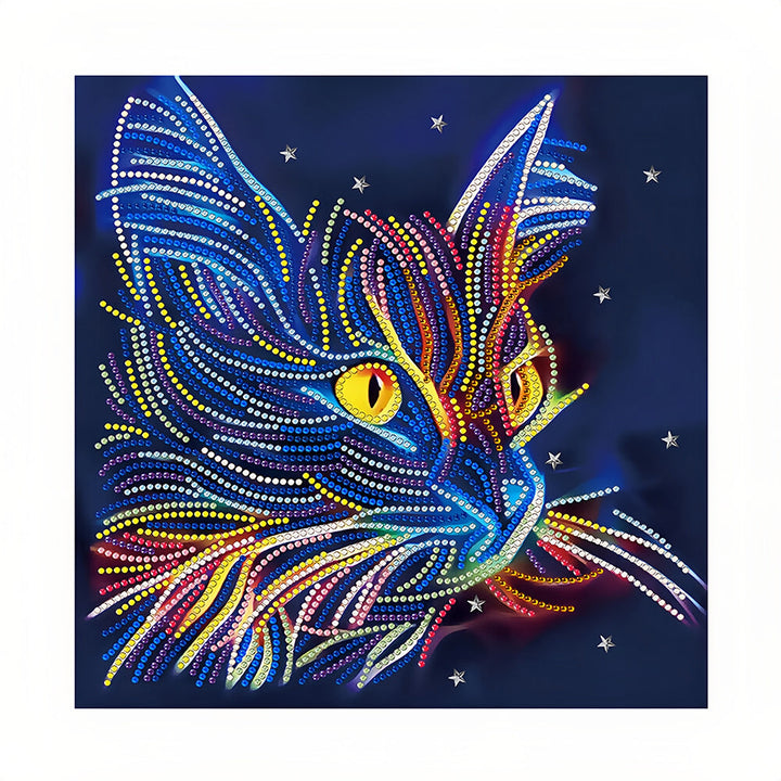 Kattenkop Gekleurd Lichtgevend Kristal Bergkristal Diamond Painting