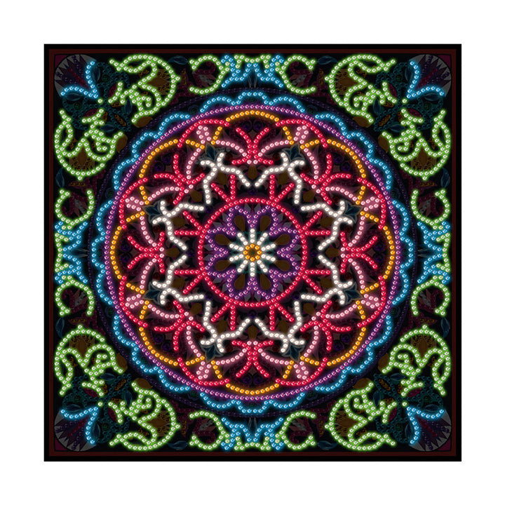 Rode Mandala Gekleurd Lichtgevend Speciaal Gevormd Diamond Painting