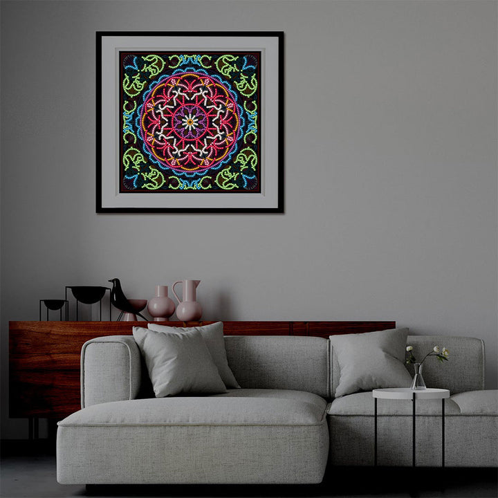 Rode Mandala Gekleurd Lichtgevend Speciaal Gevormd Diamond Painting