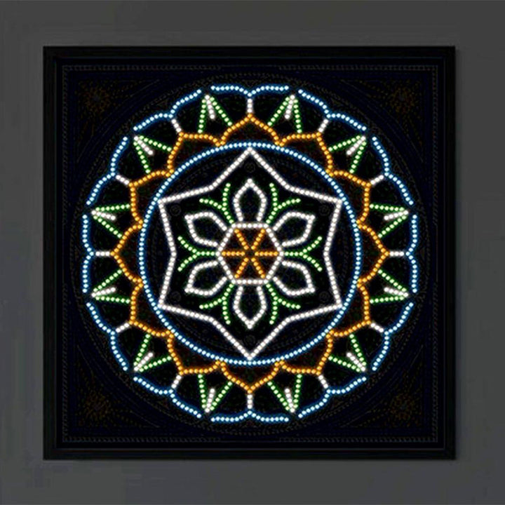 Vierkante Mandala Gekleurd Lichtgevend Speciaal Gevormd Diamond Painting