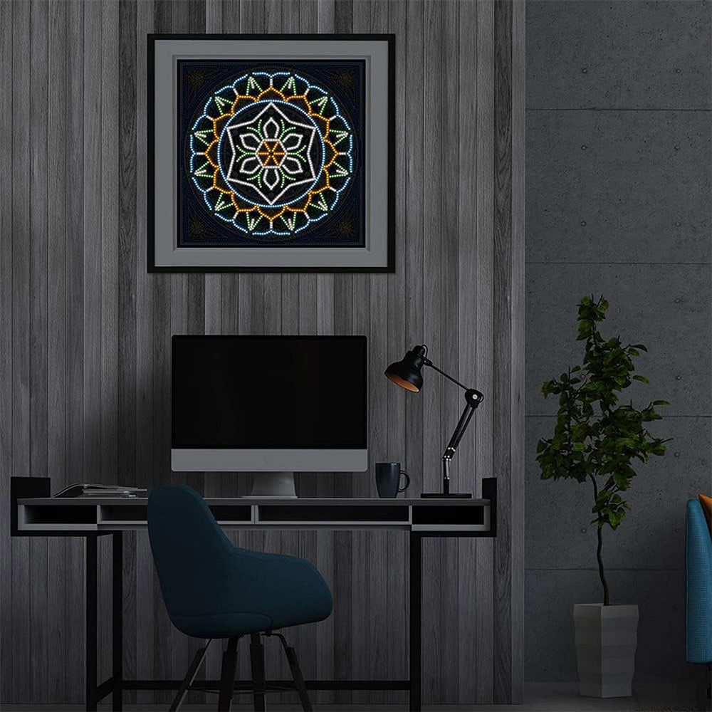 Vierkante Mandala Gekleurd Lichtgevend Speciaal Gevormd Diamond Painting