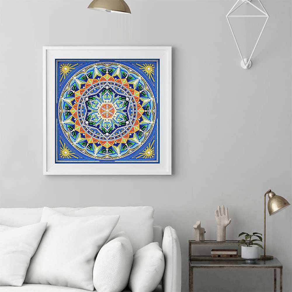 Vierkante Mandala Gekleurd Lichtgevend Speciaal Gevormd Diamond Painting