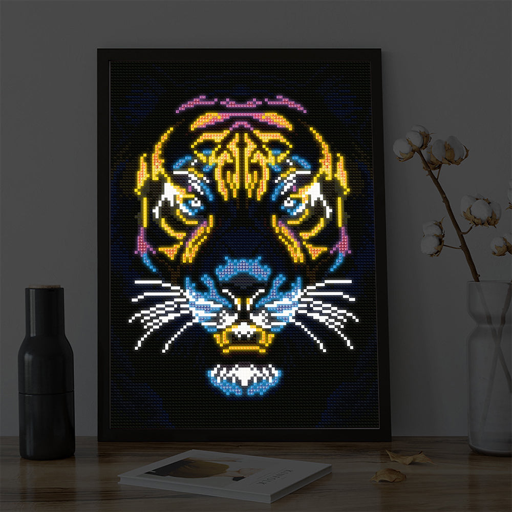 Tijgerkop Gekleurd Lichtgevend Kristal Bergkristal Diamond Painting