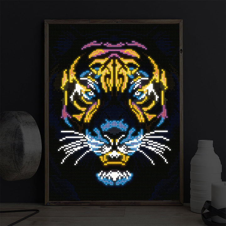 Tijgerkop Gekleurd Lichtgevend Kristal Bergkristal Diamond Painting