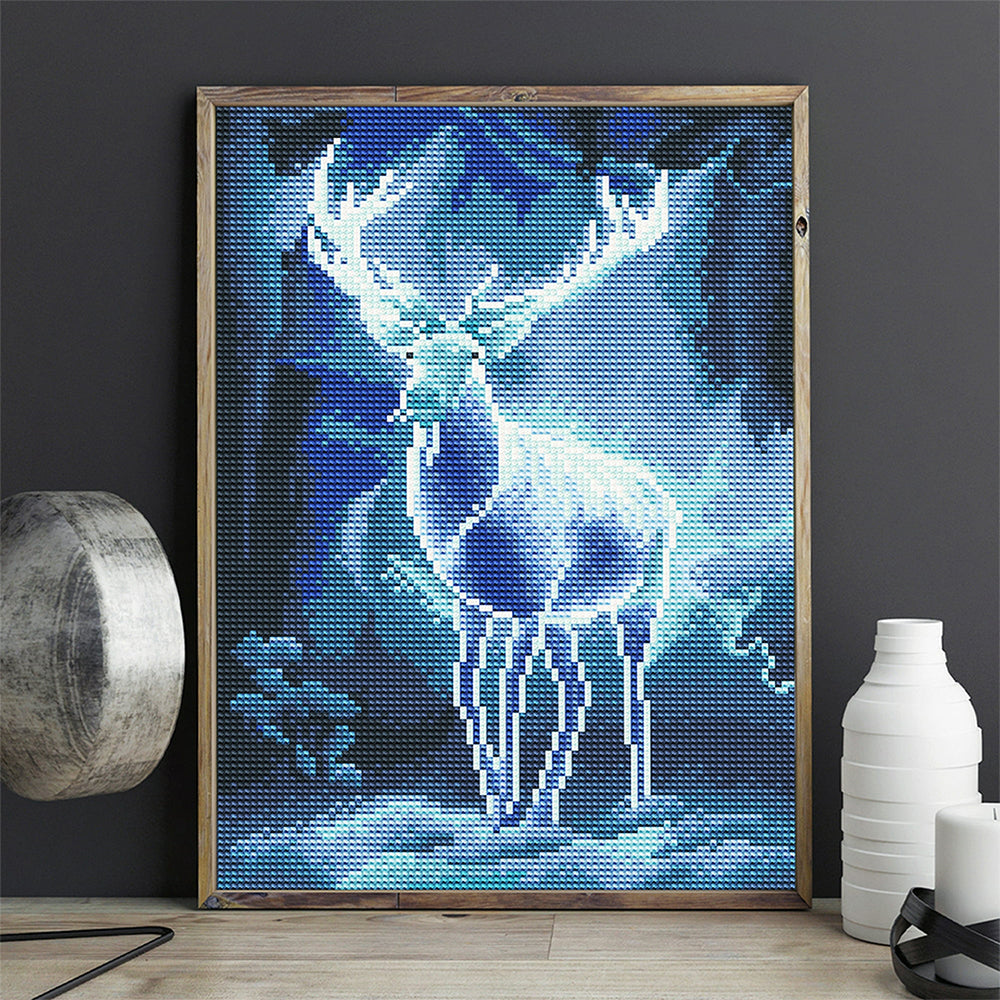 Hert bij Nacht Lichtgevende Kristal Neushoorn Diamond Painting